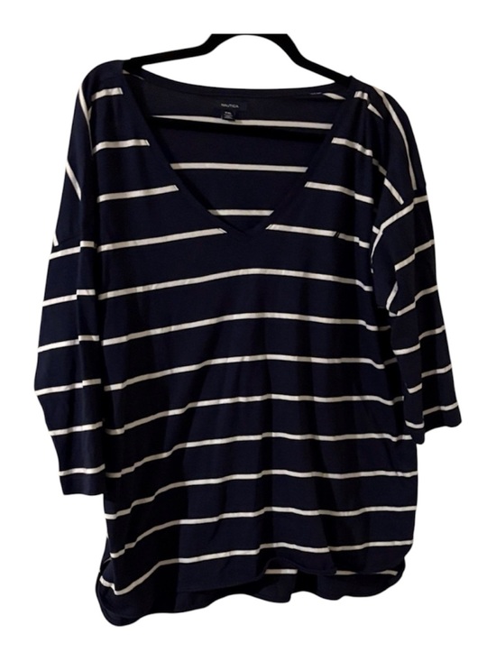 Nautica Tops - Nautica Navy and White 3X Striped Long Sleeve Tee NWOT!